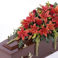 Lily and Rose Casket Spray   Red